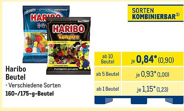 Haribo Beutel - Verschiedene Sorten 160-/175-g-Beutel