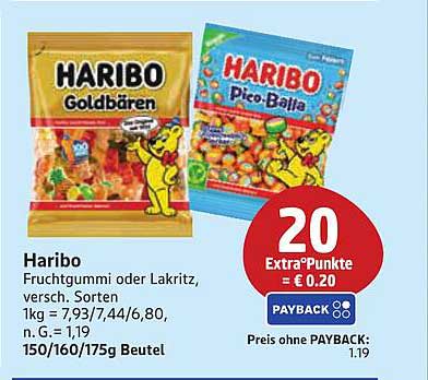 Haribo Fruchtgummi oder Lakritz, verschieden Sorten