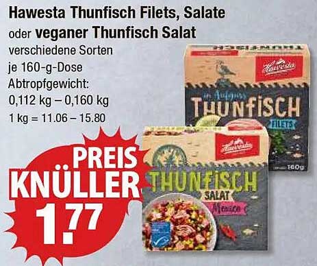 Hawesta Thunfisch Filets, Salate oder vegane Thunfisch Salate – verschiedene Sorten