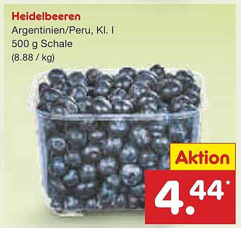Heidelbeeren Argentinien/Peru, Kl. I 500 g Schale