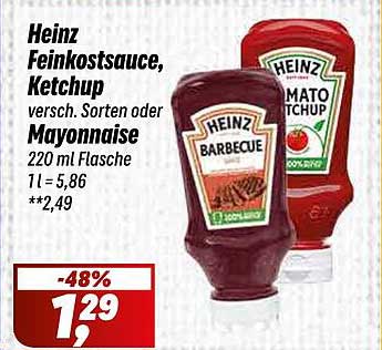 Heinz Feinkostsauce, Ketchup, verschiedene Sorten oder Mayonnaise 220 ml Flasche