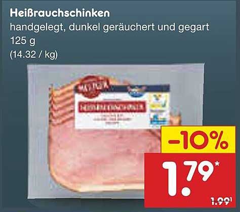 Heißrauchschinken handgelegt, dunkel geräuchert und gegart 125 g
