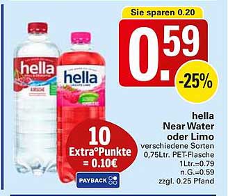 hella Near Water oder Limo 0,75 Ltr. PET-Flasche