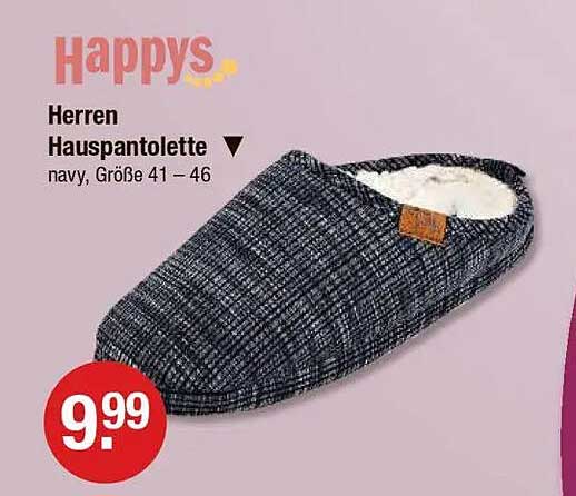 Herren Hauspantoffel von Happys in navy – Größe 41 – 46