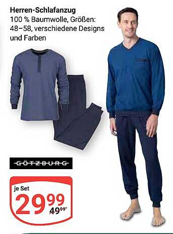 Herren-Schlafanzug – 100 % Baumwolle, Größen: 48–58, verschiedene Designs und Farben