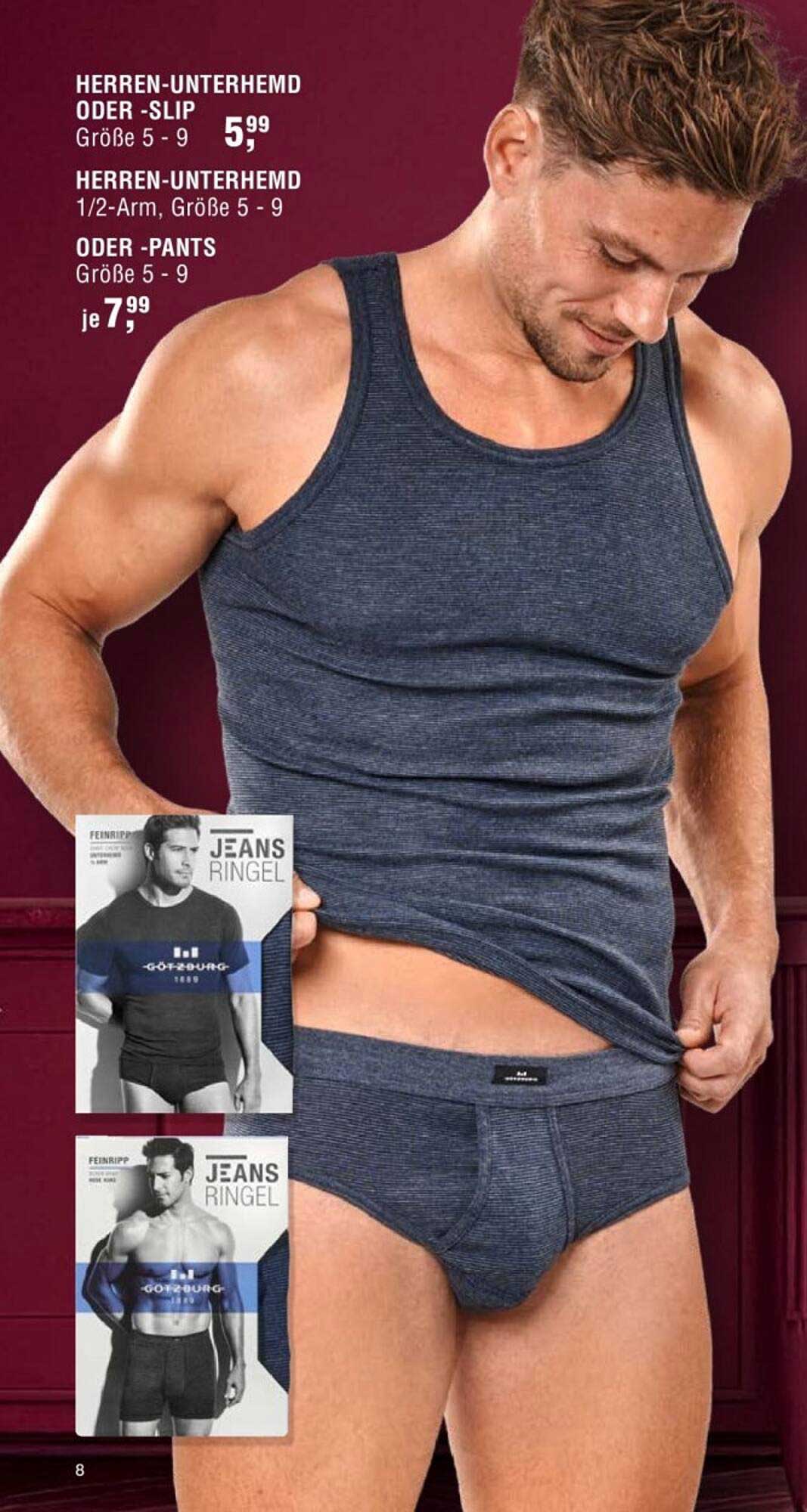 Herren-Unterhemd oder -Slip in verschiedenen Größen