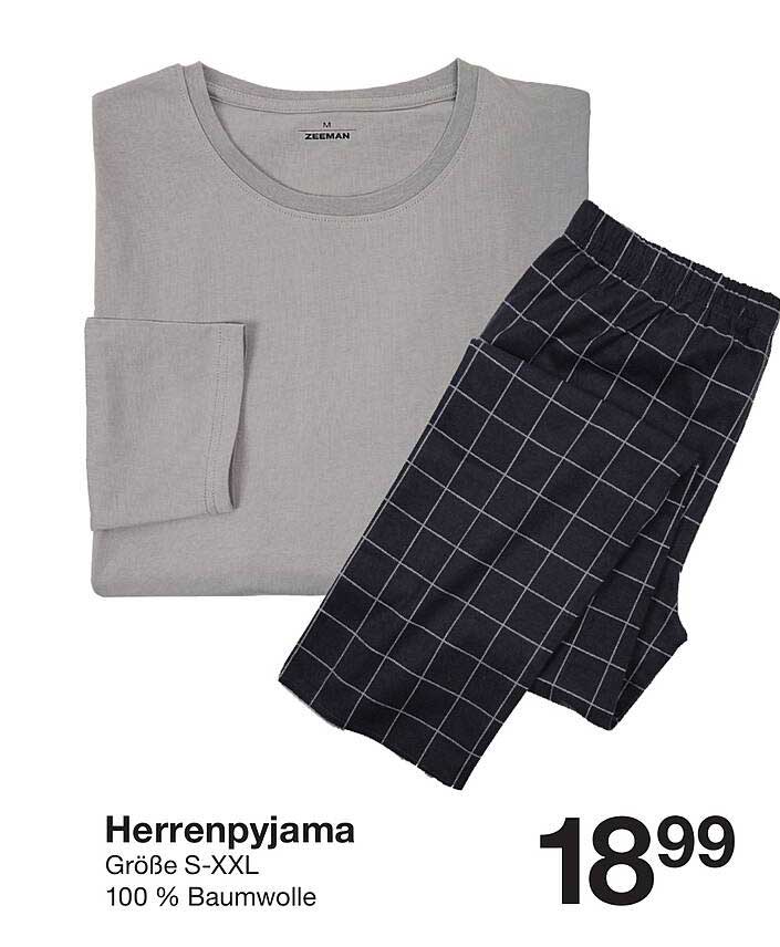 Herrenpyjama Größe S-XXL 100 % Baumwolle