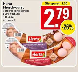 Herta Fleischwurst verschiedene Sorten 500g