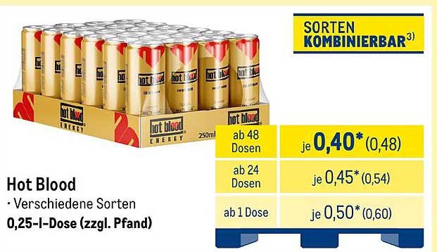 Hot Blood Energy 0,25-I-Dose (zzgl. Pfand)