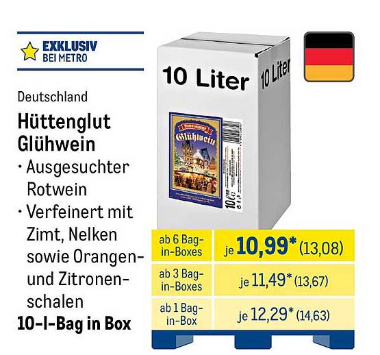 Hüttenglut Glühwein 10-I-Bag in Box