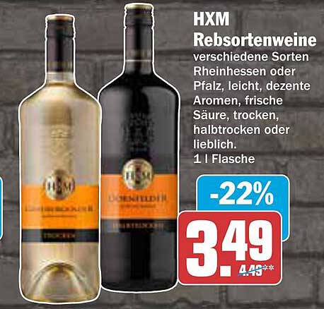 HXM Rebsortenweine - verschiedene Sorten Rheinhessen oder Pfalz