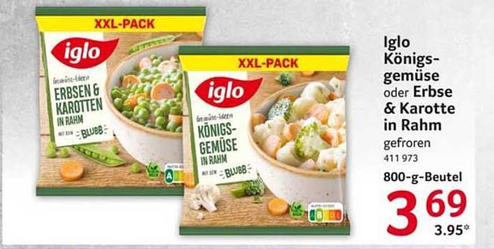 Iglo Königsgemüse oder Erbse & Karotte in Rahm gefroren, 800-g-Beutel