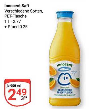 Innocent Saft verschiedene Sorten, PET-Flasche