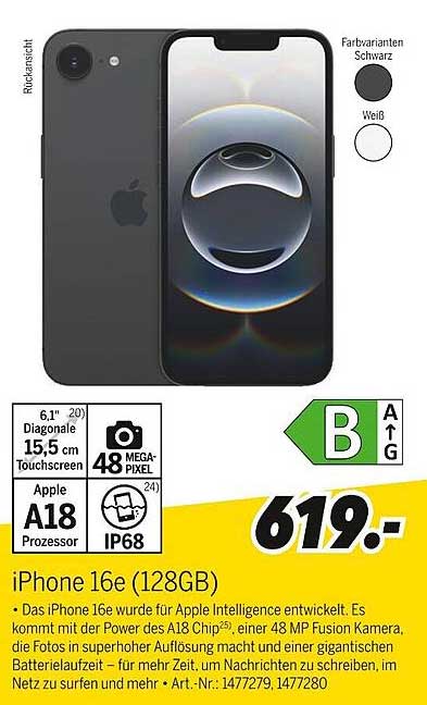 iPhone 16e (128GB) - Neueste Technologie von Apple