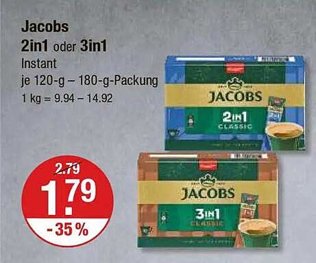 Jacobs 2in1 oder 3in1 Instant Kaffee