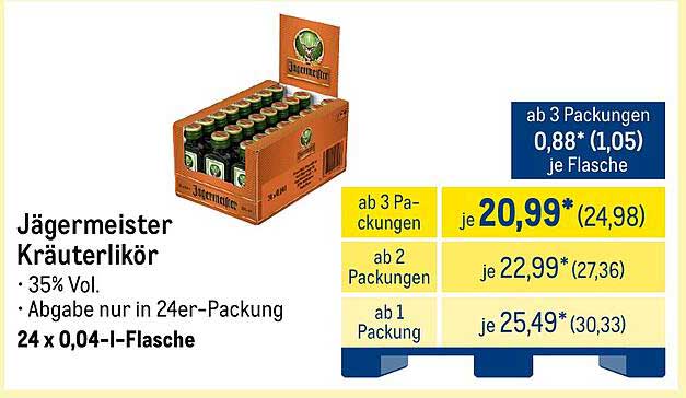 Jägermeister Kräuterlikör 24 x 0,04 l-Flasche