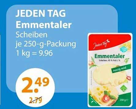 JEDEN TAG Emmentaler Scheiben 250-g-Packung