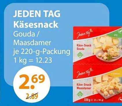 JEDEN TAG Käse Snack Gouda / Maasdam er 220-g-Packung