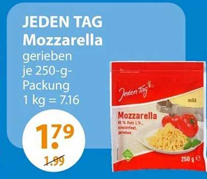 JEDEN TAG Mozzarella gerieben 250-g-Packung
