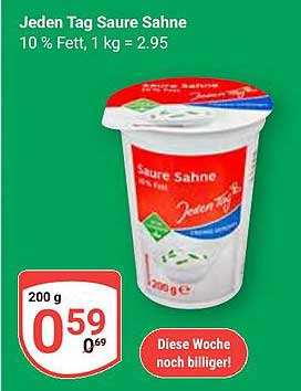 Jeden Tag Saure Sahne 10 % Fett, 200 g
