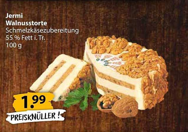 Jermi Walnusstorte Schmelzkäsezubereitung 55 % Fett i. Tr. 100 g