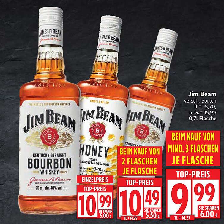 Jim Beam Bourbon Whiskey 0,7l - Vielfältige Sorten