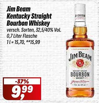 Jim Beam Kentucky Straight Bourbon Whiskey 0,7 Liter Flasche