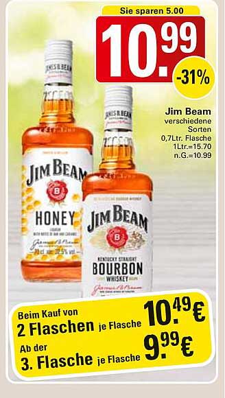 Jim Beam verschiedene Sorten 0,7l Flasche
