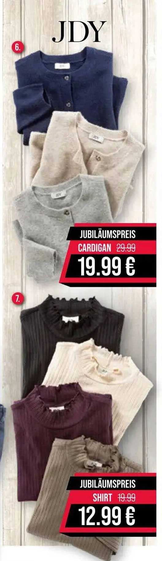 Jubiläumspreis Cardigan 19,99 € (von 29,99 €) und Shirt 12,99 € (von 19,99 €)