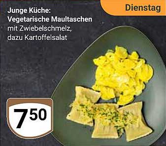 Junge Küche: Vegetarische Maultaschen mit Zwiebelschmelz, dazu Kartoffelsalat