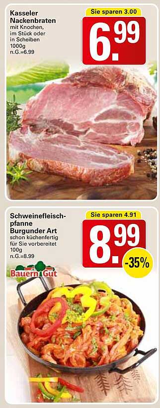 Kasseler Nackenbraten mit Knochen, im Stück oder in Scheiben 100g