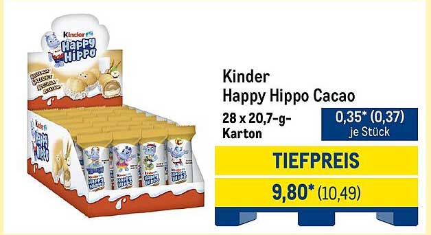 Kinder Happy Hippo Cacao 28 x 20,7-g-Karton