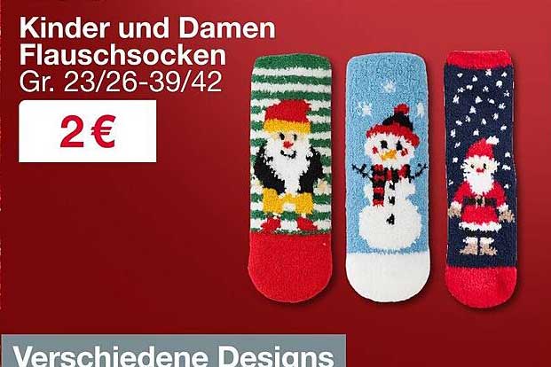 Kinder und Damen Flauschsocken Gr. 23/26-39/42 - verschiedene Designs