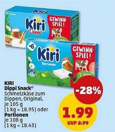 KIRI Dippi Snack – Schmelzkäse zum Dippen, Original, je 105 g