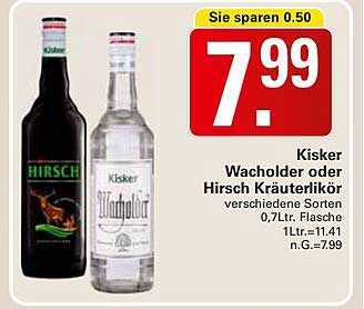 Kisker Wacholder oder Hirsch Kräuterlikör - verschiedene Sorten