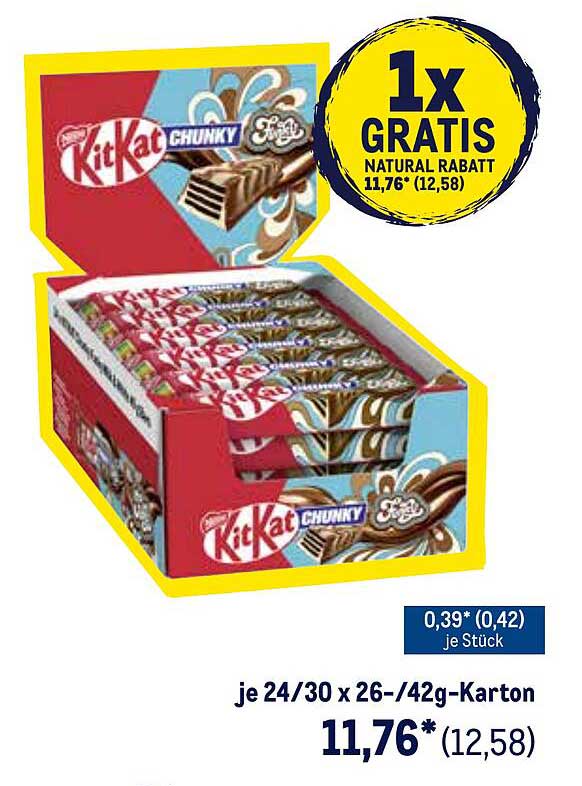 KitKat Chunky Karton mit 1 gratis Riegel