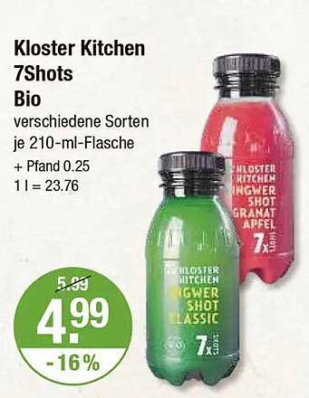 Kloster Kitchen 7Shots Bio - verschiedene Sorten je 210-ml-Flasche