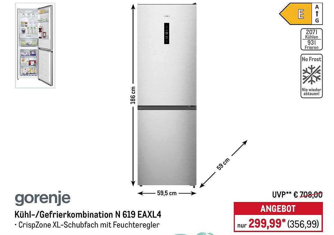 Kühl-/Gefrierkombination N 619 EAXL4 von Gorenje