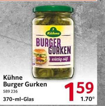 Kühnes Burger Gurken - würzig-süß im 370-ml-Glas