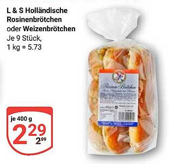 L & S Holländische Rosinenbrötchen oder Weizenbrötchen