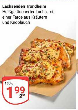 Lachsenden Trondheim - Heißgeräucherter Lachs mit einer Farce aus Kräutern und Knoblauch