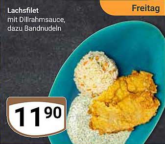 Lachsfilet mit Dillrahmsauce, dazu Bandnudeln