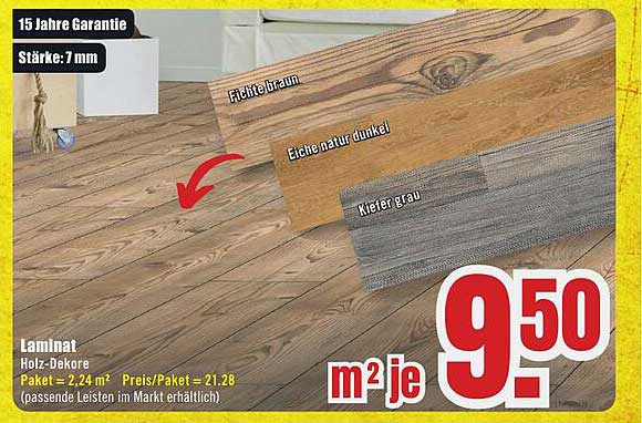 Laminat Holz-Dekore – 15 Jahre Garantie, Stärke: 7 mm