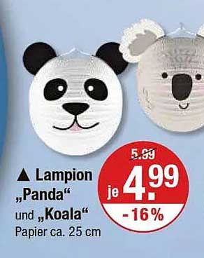 Lampion „Panda“ und „Koala“ - Papier ca. 25 cm