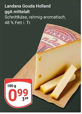 Landana Gouda Holland gGA mittelalt Schnittkäse