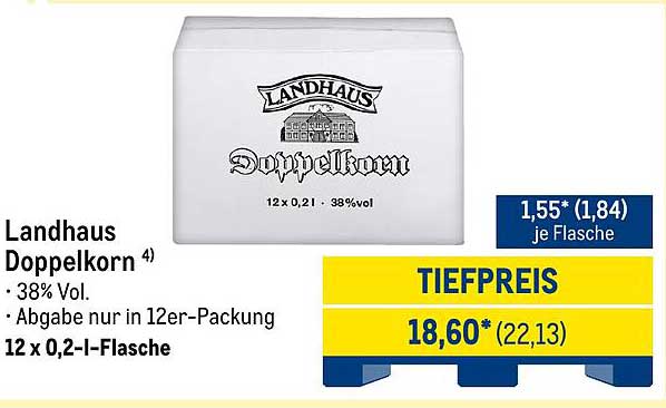 Landhaus Doppel-korn 12 x 0,2 l – 38% Vol