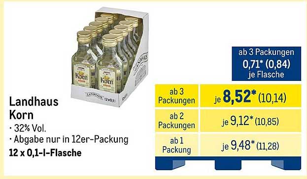 Landhaus Korn 12 x 0,1 l Flasche - 32% Vol.