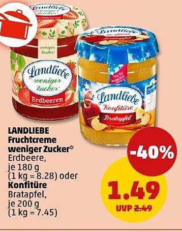 LANDLIEBE Fruchtcreme weniger Zucker – Erdbeere und Konfitüre Bratapfel