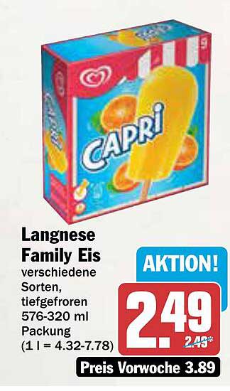Langnese Family Eis verschiedene Sorten, tiefgefroren 576-320 ml Packung