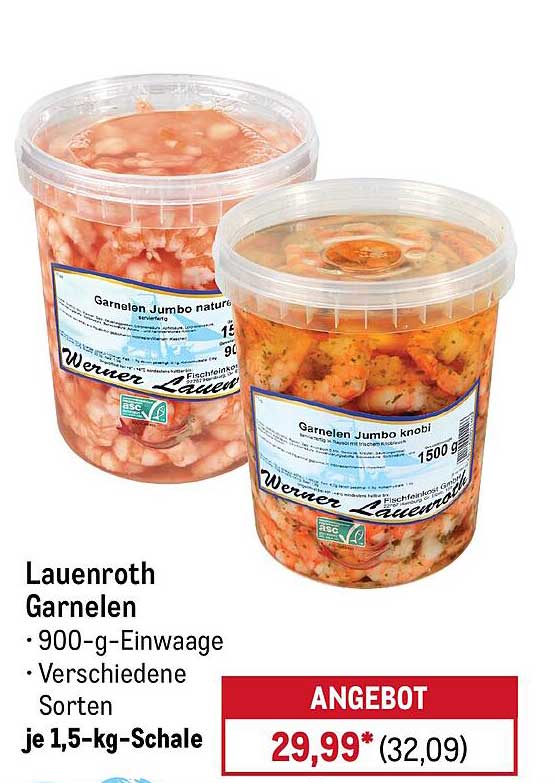 Lauenroth Garnelen - 900-g-Einwaage - Verschiedene Sorten